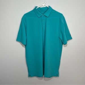 Under Armour Polo Shirt Mens Large Green Teal Golf Loose HeatGear Lightweight